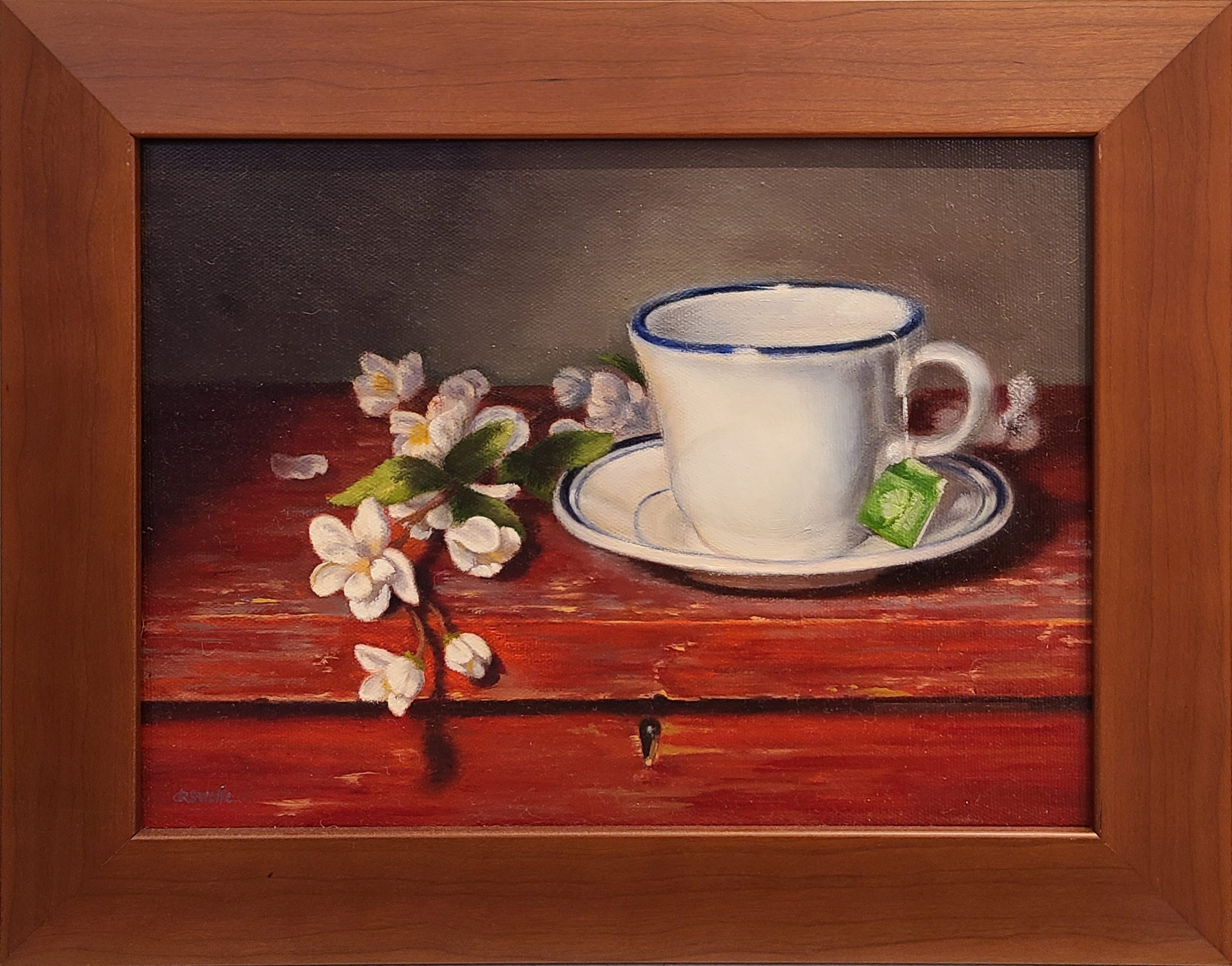 On a Red Wood Box by Rosanne Wolfe